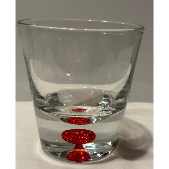 Whiskey Old Fashioned Cocktail Glass Low Ball Cherry Red Drop Controlled Bubble - Picture 1 of 7